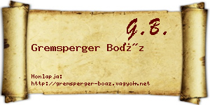 Gremsperger Boáz névjegykártya